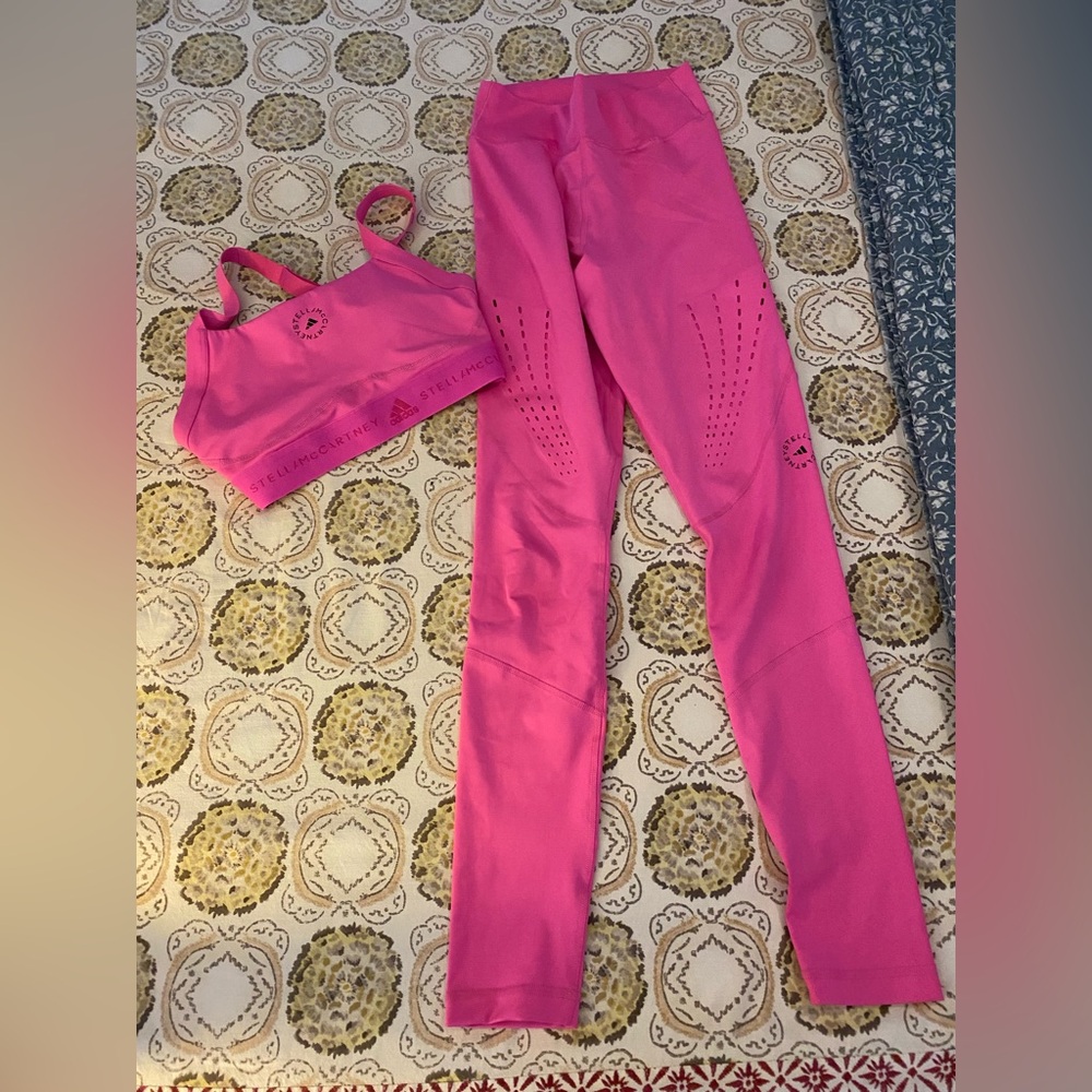 Adidas by Stella McCartney Hot Pink Seamless Sports Bra & Leggings Set